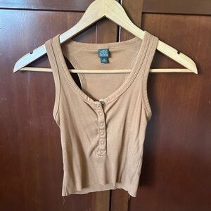 Tan Button Up Cropped Tank